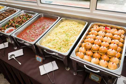 Buffet spread of Western dishes