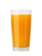 delicious fresh natural orange juice in a glass isolated on a wh