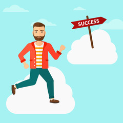 Businessman moving to success.