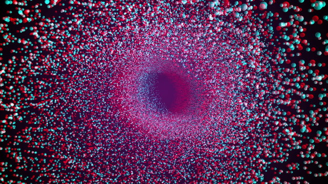 Very fast flight through the tunnel made of zillions points. Anaglyph. Easy to loop, motion blur, HD1080p