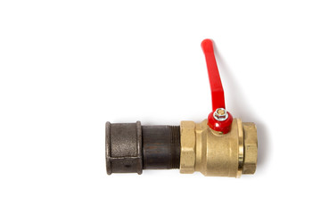 Ball valve connected to a pipe