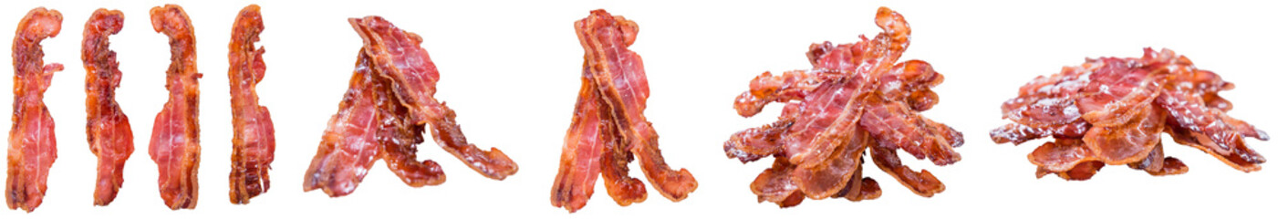 Fried Bacon isolated on white