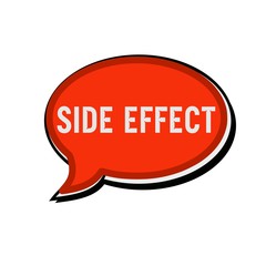 Side effect wording on red Speech bubbles