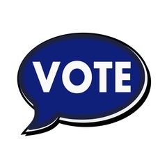 Vote wording on blue Speech bubbles