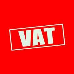 Vat  white wording on rectangle red background
