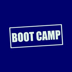 boot camp white wording on rectangle blue-black background