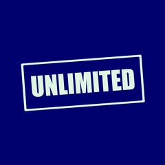 unlimited white wording on rectangle blue-black background