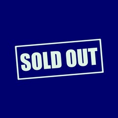 sold out white wording on rectangle blue-black background