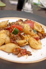 plate of pasta and sauce