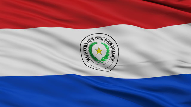 Paraguay Flag Close Up Realistic Animation Seamless Loop - 10 Seconds Long