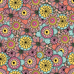 Cute spring frame. Vector postcard with birds and flowers.