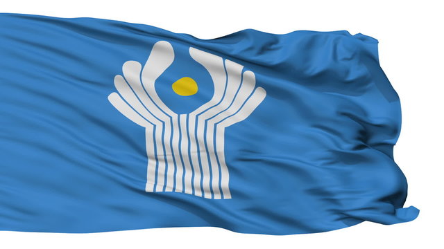 Commonwealth of Independent States Flag Realistic Animation Isolated on White Seamless Loop - 10 Seconds Long (Alpha Channel is Included)