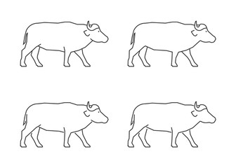 Vector outline african buffalo. Modern line african buffalo.