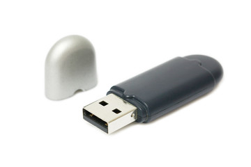 One external bluetooth usb with lid isolated on white