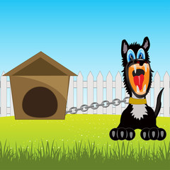 Irritating dog on chain