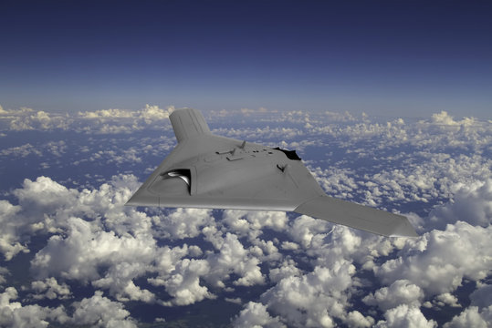 Unmanned Drone flying high