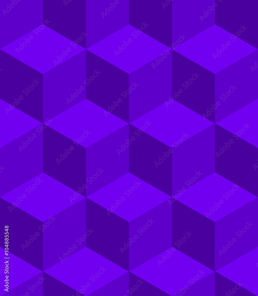 Poster Isometric cubes seamlessly repeatable pattern. 3D cubes backgrou