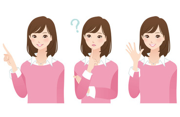 女性 表情 ポーズ セット