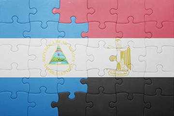 puzzle with the national flag of nicaragua and egypt