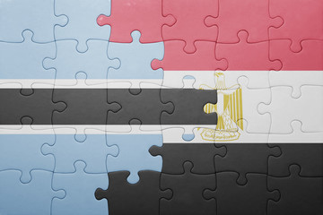 puzzle with the national flag of botswana and egypt.