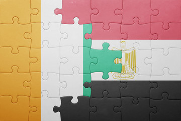 puzzle with the national flag of cote divoire and egypt.