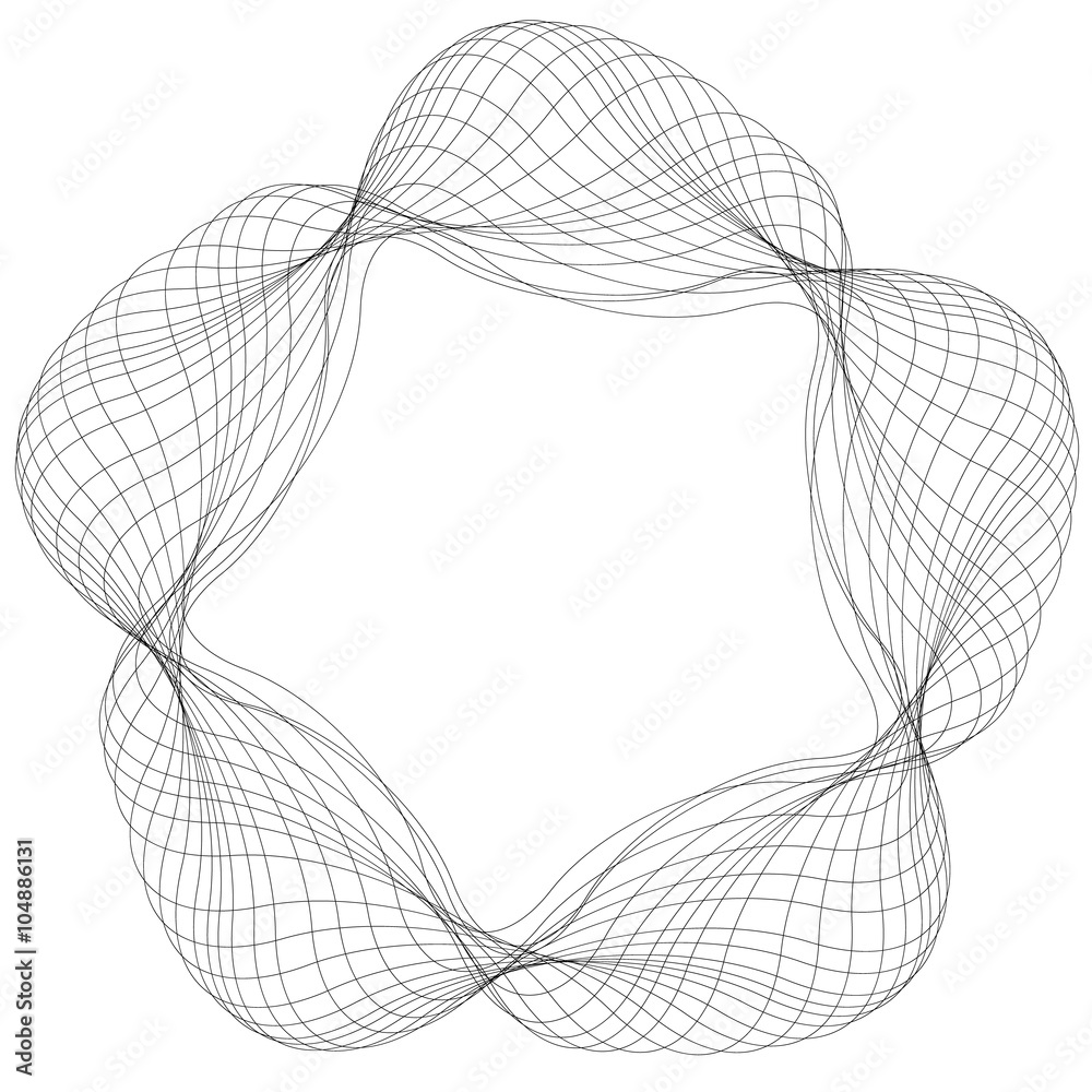 Poster abstract circular, spiral element isolated. monochrome graphic.