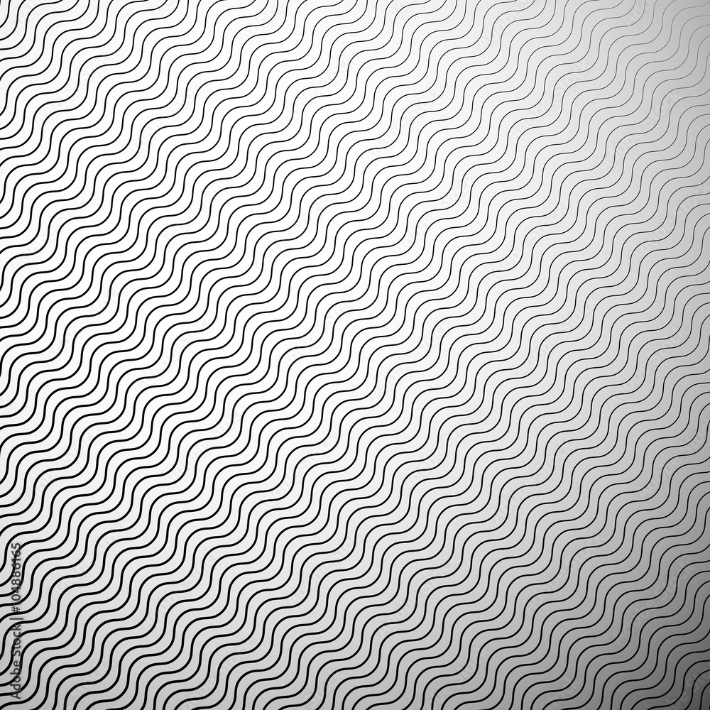 Wall mural abstract monochrome pattern with wavy zigzag diagonal lines