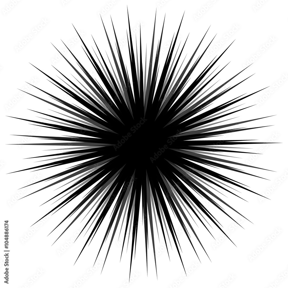 Poster abstract bursting, spiky shape. monochrome vector design element