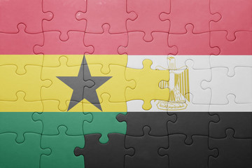 puzzle with the national flag of ghana and egypt.