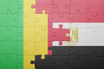 puzzle with the national flag of mali and egypt.