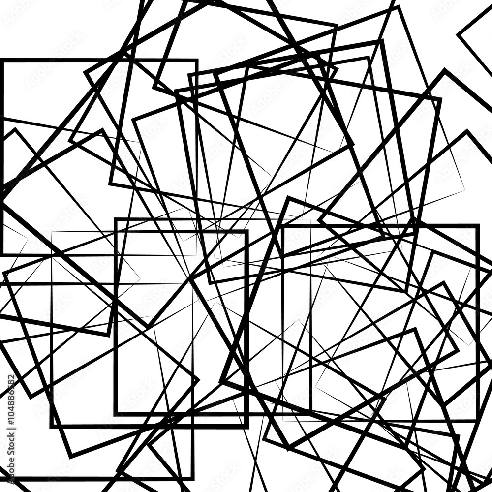 Poster abstract scattered square, rectangle shapes. artistic monochrome