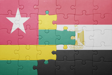 puzzle with the national flag of togo and egypt.