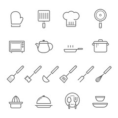 Lines icon set - kitchenware vector illustration