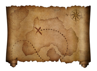 old pirates treasure map isolated