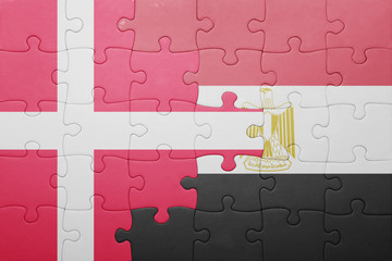 puzzle with the national flag of denmark and egypt