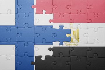 puzzle with the national flag of finland and egypt