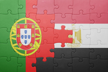 puzzle with the national flag of portugal and egypt