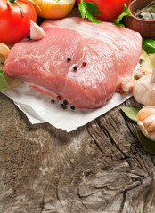 fresh piece of meat with vegetables closeup