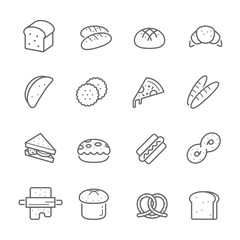 Lines icon set - bread and bakery vector illustration