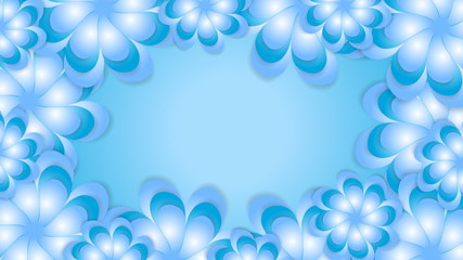 Blue abstract flowers graphic motion design. Video animation HD 1920x1080