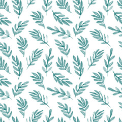 hand drawn watercolor leaf seamless pattern. Vector floral background