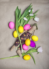 Easter celebration symbol - eggs and rabbit