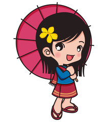 Chiang Mai smile girl with umbrella