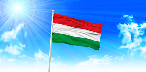 ハンガリー　 国旗　空　背景