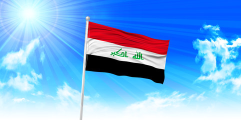 イラク　 国旗　空　背景