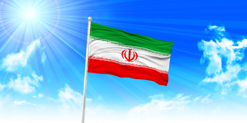 イラン　 国旗　空　背景