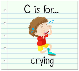 Flashcard letter C is for crying