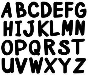 English alphabet in black color