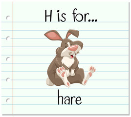 Flashcard letter H is for hare