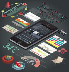 Flat 3d isometric building, Infographic elements collection